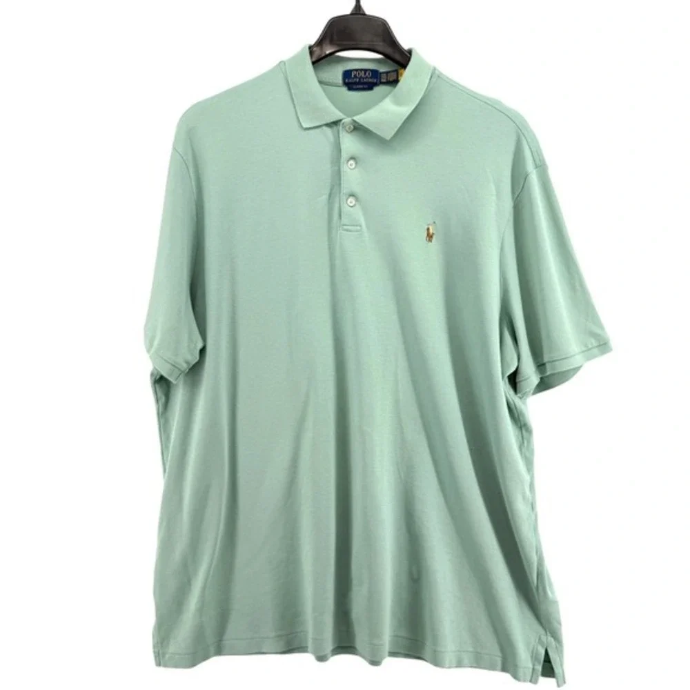 Polo Ralph Lauren Polo‎ Shirt Mens XXL Pre-Owned Jersey Green Classic Fit Cotton